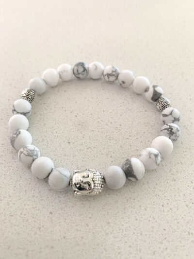 Bracelet howlite – Tête de bouddha