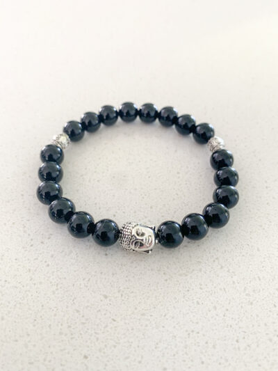 Bracelet d’obsidienne -Tête de bouddha