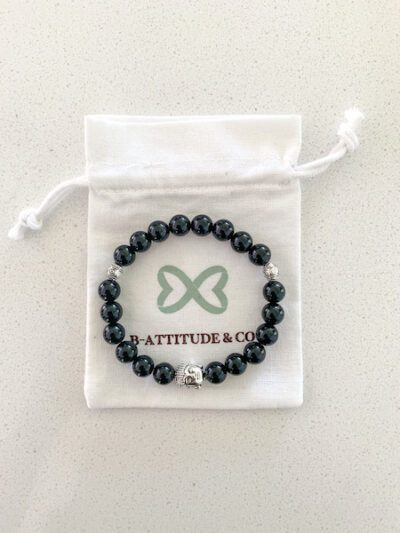 Bracelet d’obsidienne -Tête de bouddha