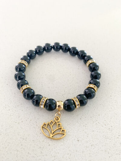 Bracelet d’obsidienne or