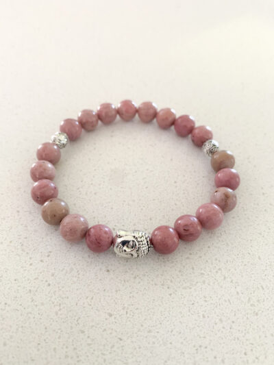 Bracelet de rhodonite – tête de bouddha