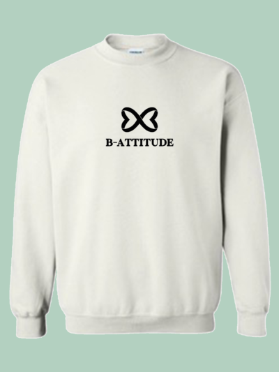 “Crewneck” B-Attitude, Blanc & logo noir